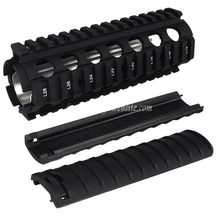 Airsoft Website 170mm CNCアルミニウム KACスタイル M4A1 M4CQB RAS ハンドガードレールシステムレールカバー付き      M4 M16シリーズの電動ガンに適しています    ブラック